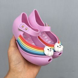 Faddish Mini Children Sandals Rainbow Jelly Fashion Shoes Baby for Girls Sandals