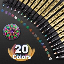 Markers 1020 Color Metallic Paint Marker Pen Permanent Writing Rock Painting Po Album Scrapbook Glass Wood Canvas Card Art marker 230630