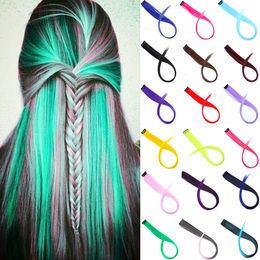 Synthetic Wigs Lupu 22 Inch Strands Of Hair On Hairpins Long Straight Colourful Clip Girl Natural Rainbow 230630