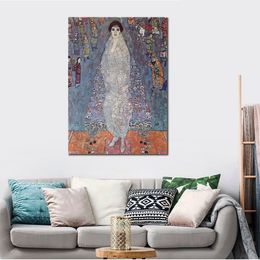 Decorative Art Portrait of Baroness Elisabeth Bachofen-echt 1914-1916 Gustav Klimt Painting on Canvas Handmade Living Room Decor