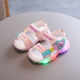 Sandals PU Leather Summer For Kids LED Light Trend Fashion Beach Shoes Children Non slip Boys Girls 230630