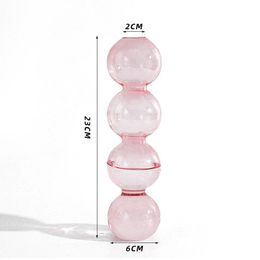 Curtains Pink Glass Vase Home Decoration Room Decoration Candle Holder Plant Hydroponic Flower Arrangement Container Wedding Decoration