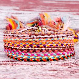 Charm Bracelets Handmade National Style Color Cotton Rope Bracelet With Tibetan Copper Beads Lucky Thread & Bangles For Women