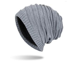 Berets Winter Cashmere Wool Hat Outdoor Warm Knitted Cotton Ear Protection Beanie Men's Pullover Skullies