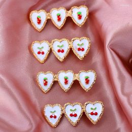 Hair Clips JJFOUCS Fashion Enamel White Heart Shape Hairpins For Women Barrette Cherry Strawberry Accessories Jewellery Gift