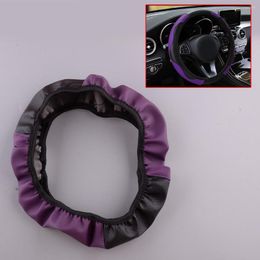 Steering Wheel Covers 38cm 15" Cover Protector Wrap Trim Decoration Purple With Black Carbon Fibre Style Car Universal