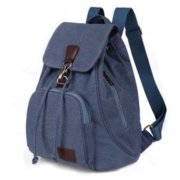 School Bag Canvas Backpack Female Vintage Pure Cotton Travel Bag Fashion Drawstring Laptop Shoulder for Teenage Girls 230629
