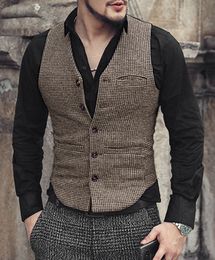 Men's Tank Tops Dot Vest Formal Business Slim Fit Wool Tweed Waistcoat Groomsmen Jacket For Wedding 230630