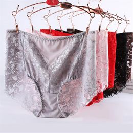 High Waist Panties for Women Underwear Plus Size Sexy Lace Panties Female Big Briefs Mesh Lingerie Xxxl 4XL302e
