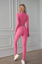 Women's Two Piece Pants 2023 Yoga Sweat Suit Zipper Top Sports Seamless Spring And Autumn Outfits For Women Matching Sets