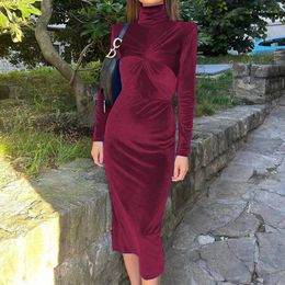 Casual Dresses 2023 Spring And Autumn Slim Sexy Women's Solid Bohemian Dress Fashion Party Elegant Long Sleeve Lady Female