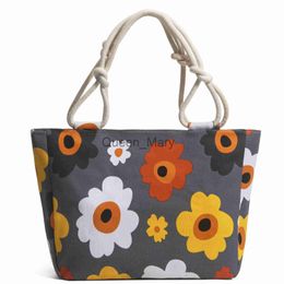 Evening Bags Beach Bag Waterproof Canvas Handbag For Women Large Capacity Flower Print Shoulder Portable Shopper Tote Bag Bolsa Feminina 2023 J230630