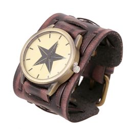 Other Watches Arrival Belt Strap Genuine Leather Watch Punk Retro Vintage Wide Wrap Men Bracelet For Women Jewellery Freely 230625