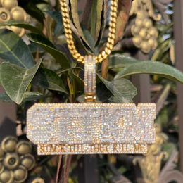 Pendant Necklaces Bubble Letter Iced Out Necklace for Men Stack Till They Kill Me 5a Cubic Ziconia Real Gold Plated Hip Hop Jewellery 230621