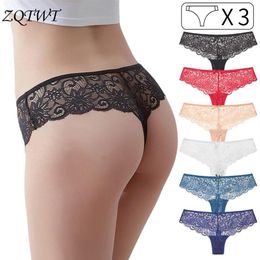Women's Panties 3Pcs Sexy Briefs G String Women Lace Girls T Back Underwear Seamless Bowknot Lady Thong High Quality Underpan307Q