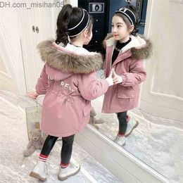 Piumino 5 6 8 10 12 anni Cappotto caldo per ragazze Cappotto invernale Parka Capispalla Abbigliamento esterno per adolescenti Bambini Giacca con cappuccio in pelliccia per bambini 210916 Z230630