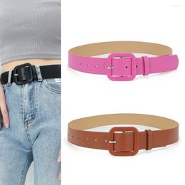 Belts Fashion Casual Vintage Luxury Design Leather Belt Thin Waist Strap Trouser Dress Square Buckle Waistband