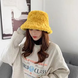 Autumn and Winter Hats Female Rabbit Plush Fisherman's Hat Tide Cold Hat Thickened Warm Windproof Earpan Hat Panama Women's Hat