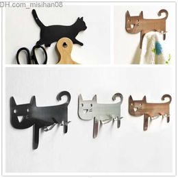 Hooks Rails Hooks Rails Metal Key Hanger Cat DecorativeTail Shaped Kitchen Wall Door Holder Clothes Storage Rack Seamless Tool Accessories 230327 Z230630