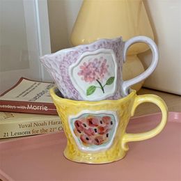 Mugs INS Handmade Irregular Breakfast Cup For Milk Coffee Juice Decor Flower Ceramic Espresso Cocoa Oatmeal Mug 180ML Lover Water