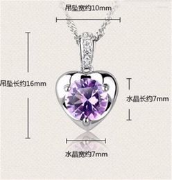 Necklace Earrings Set Pure Silver 925 Jewelery Sets For Women Amethyst Heart Earring & Pendant Classic Jewelry 2pcs Accesories Bijoux