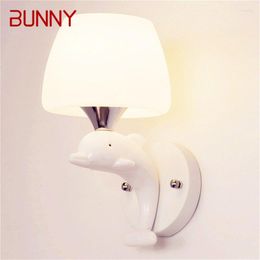 Wall Lamp Lights Modern LED Lamps Creative Cartoon Indoor Two Heads White Dolphin For Home Children