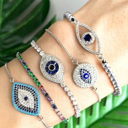 Charm Bracelets Fashion Zircon Classic Retro Bracelet Temperament All-match Devil's Eye Full Of Drill Adjustable Anniversary Je