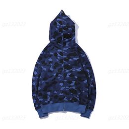 Designer Hoodie Men Zip Up Shark Hoodies Classic Camo Jacket Zipper Cardigan Padded Section Hooded Sweatshirt Tech Fleece Hoodie