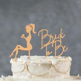 Festive Supplies 1set Rose Gold Bride To Be Acrylic Cake Topper For Bridal Shower Engaged Wedding Hen Party Dress DIY Decorations