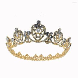 Hair Clips Fashion Women's Zircon Rhinestone Crown Bridal Party Round Tiara Headwear