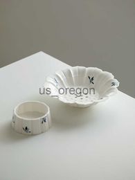 Vases Pure Handpainted Butterfly Orchid Plate Household Creative Ceramic Lotus Pomelo Driable Fruit Plate x0630