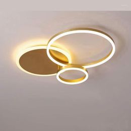 Ceiling Lights Modern Led Flush Mount Light Circular Ring White Brown Gold Close To Fixture For Living Room Bedroom Aisle