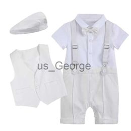 Clothing Sets Baby Boy Baptism Romper Christening Clothing Outfit Suits 1st Birthday White Dress Beret Jumpsuit Boy Gentleman Clothes J230630