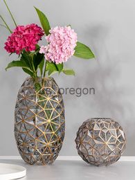 Vases Nordic American style goldpainted light luxury glass vase decoration living room flower arrangement water culture creative mode x0630