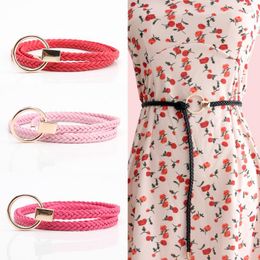Belts Fashion Solid Color Hand-woven Thin Belt Dress Decoration Versatile Casual Waist For Girls Clothing Accessories