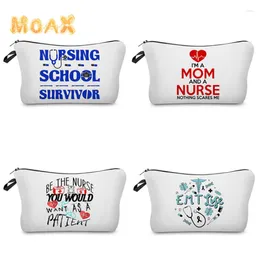 Cosmetic Bags Canvas Makeup Organiser Travel Reusable For Women Casual Letter Print Make Up Case Portable