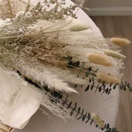 Dried Flowers Natural Grass Bouquet Flower Leaves Rabbit Home Decor for Wedding Floral Arrangement