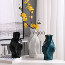 Vases American Nordic minimalist ceramic vase decorations living room dining table creative lines vases home decoration flower vase x0630
