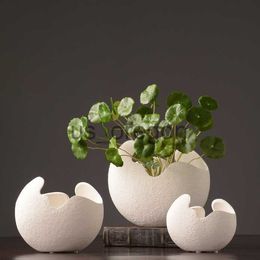 Vases Modern Creative Ceramics Art Flower Vase Decorative Porcelain Egg Plant Pot Home Ornament Gift Craftworks Accessories Furnishing x0630