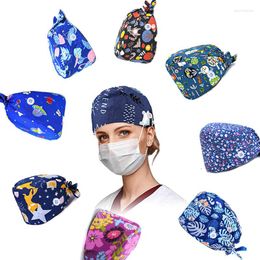 Berets Printing Soft Hat Sweat-absorbent Head Wrap Towel Female Male Anti-Dirty Scrub Cap Beauty Salon Nursing