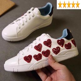 Dress Shoes Casual Lace Up White Women Genuine Leather Bling Woman 2023 Designer Platform Sneaker