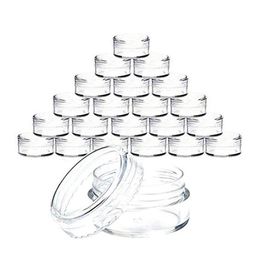 40#100 Pcs 3 Gramme Clear Plastic Jewellery Bead Makeup Glitter Storage Box Small Round Container Jars Make Up Organiser Boxes & Bins290i