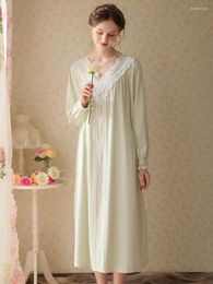 Women's Sleepwear Women Pure Cotton Ruffles Vintage Nightgowns V-Neck Fairy Lace Long Pyjamas Victorian Romantic Princess Nightdress