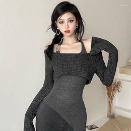 Women's Sweaters Punk Two Piece Retro Pullover Aesthetics Mexican Style Casual Y2K Irregular Halloween Dress Up Knitted Autumn/Winter