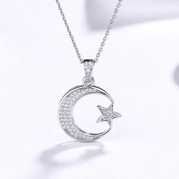 Pendant Necklaces Sodrov 925 Sterling Silver Moon and Star Necklace for Women Jewelry crescent moon necklace 230928