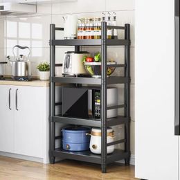 5-layer super thick square kitchen shelf Floor to floor multi-layer slit microwave oven storage rack Household storage rack