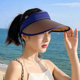 Wide Brim Hats Travel Sports Adjustable Solid Color Big Letter Outdoor Women Cap Visor Hat Empty Top Sun