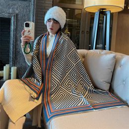 Scarves Winter Warm Cashmere Scarf Women Geometric Print Shawl Wrap Female Foulard Bandana Feel Blanket