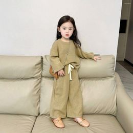 Clothing Sets Girls' Knit Suit 2023 Autumn And Winter Baby Korean Sweater Knitted Trousers