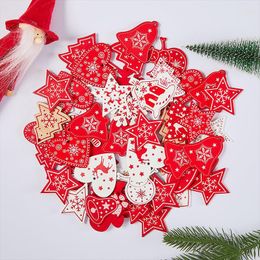 Christmas Decorations With Rope 10pcs/Lot 5cm Year Natural Wood Ornaments Pendants Hanging Gifts Xmas Tree Decor Home Decoration 62082